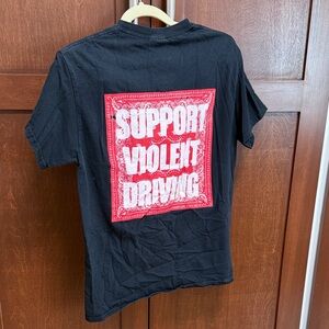 Black Graphic Tee with Red Bandana Back Print